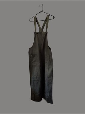 Wide Leg Olive Green Overalls with Crossback Straps
